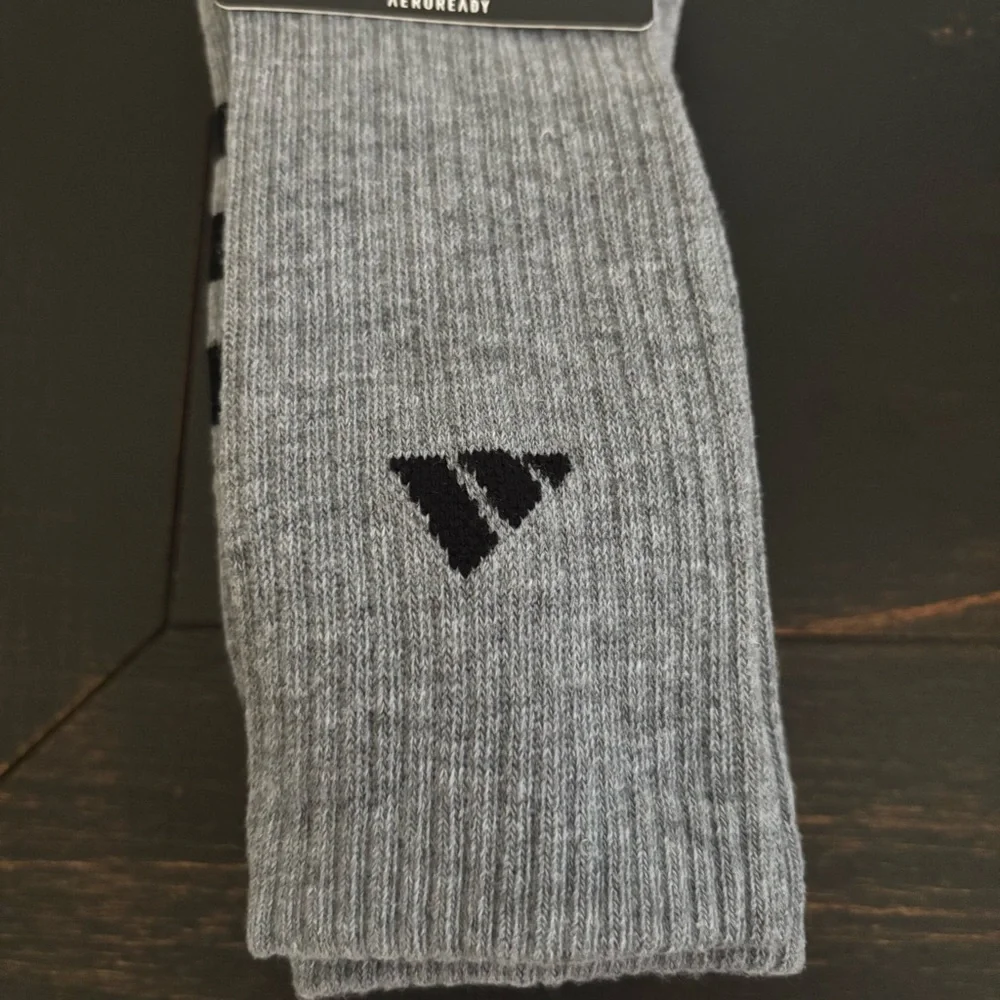 Adidas Men’s Cushioned 3 Pair Heather Grey‎ Crew Socks NEW
